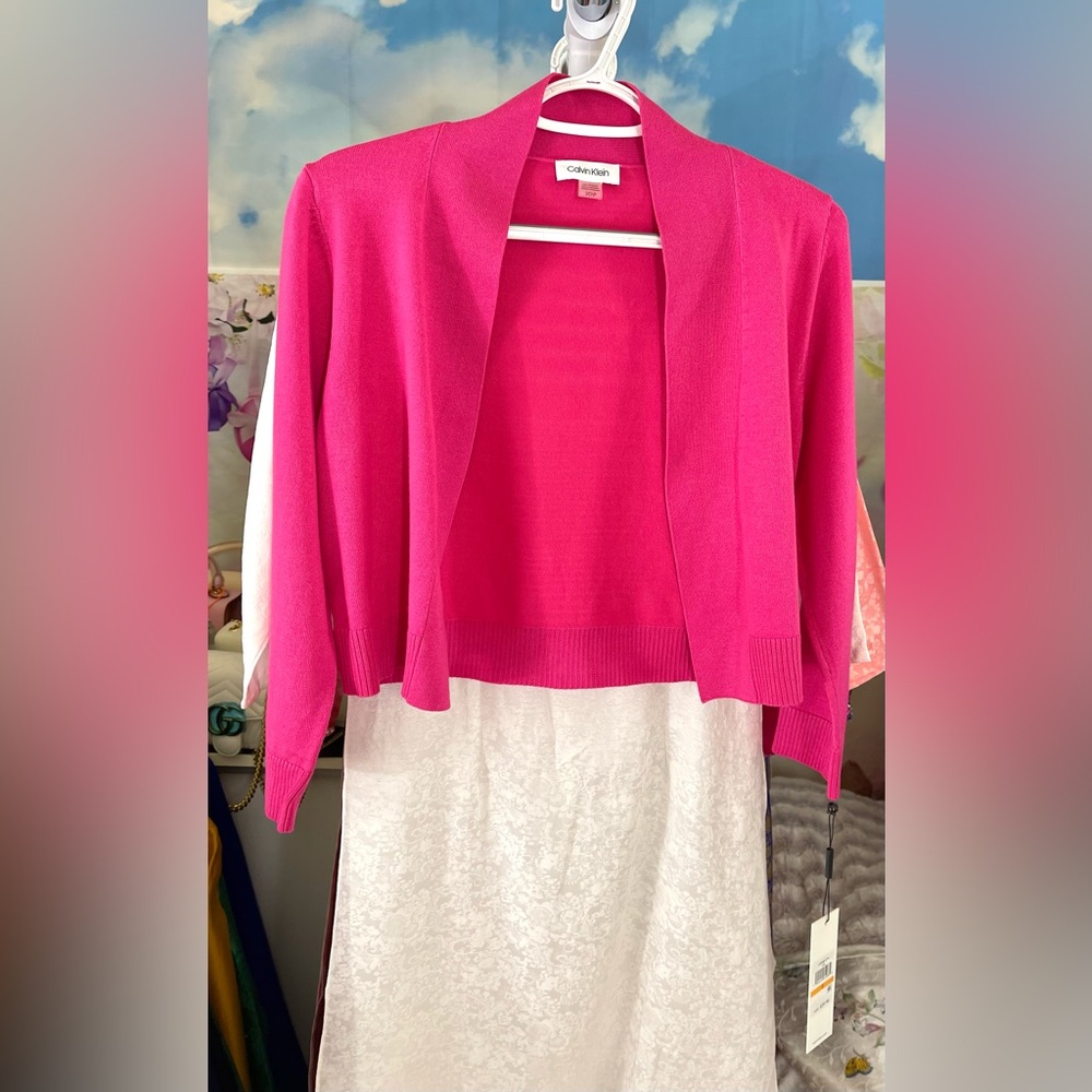NEW Calvin Klein women’s pink cardigan top blouse s small 🎁 birthday soft cute